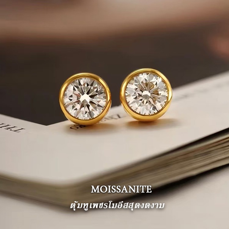 Vvi Moissanite Earring ต่างหูเงินแท้ 925เงินครอบทอง18k เพชรโมอีส vvs/D ใบรับรองGRA 0.5ct เครื่องประดับ แฟชั่น ยอดฮิต