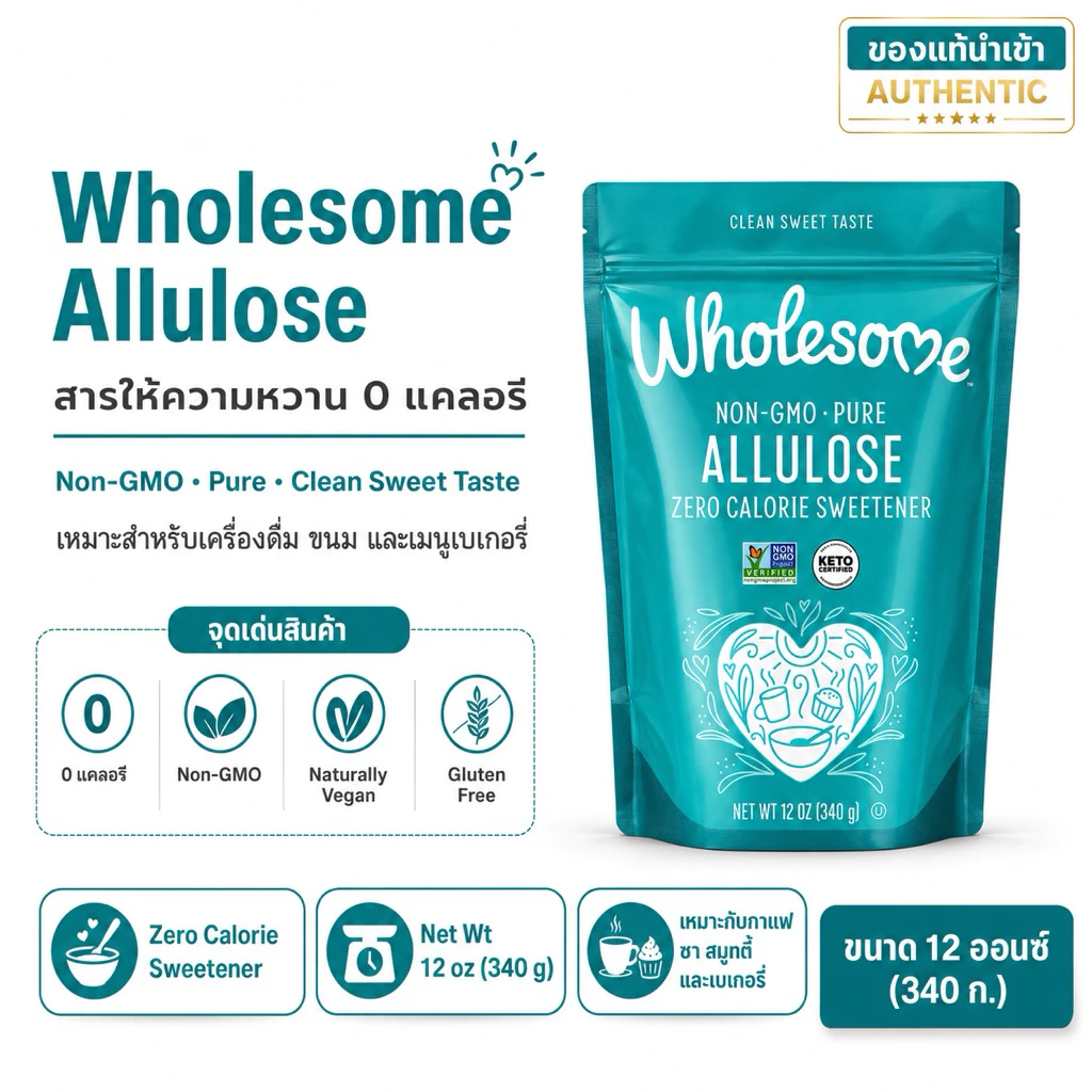 นำเข้า🔵น้ำตาลอัลลูโลสอเมริกา🇺🇸 Wholesome Allulose zero Calories 340 g แบบน้ำและผง thumbnail 3