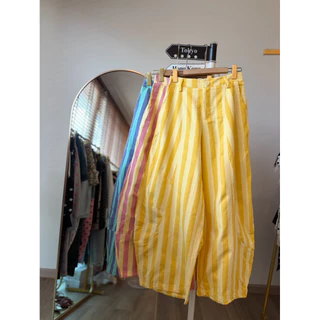 กางเกงบาเรลลายตั้งสีพาสเทล Pastel Stripe Barrel Pants