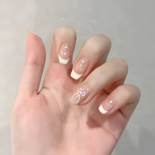 เล็บปลอมสวยๆ สไตล์เกาหลี เล็บปลอมน่ารักๆ Press on nails ใช้ซ้ำได้ ฟรีกาว 💢วัดไซส์ก่อนสั่ง M S XS