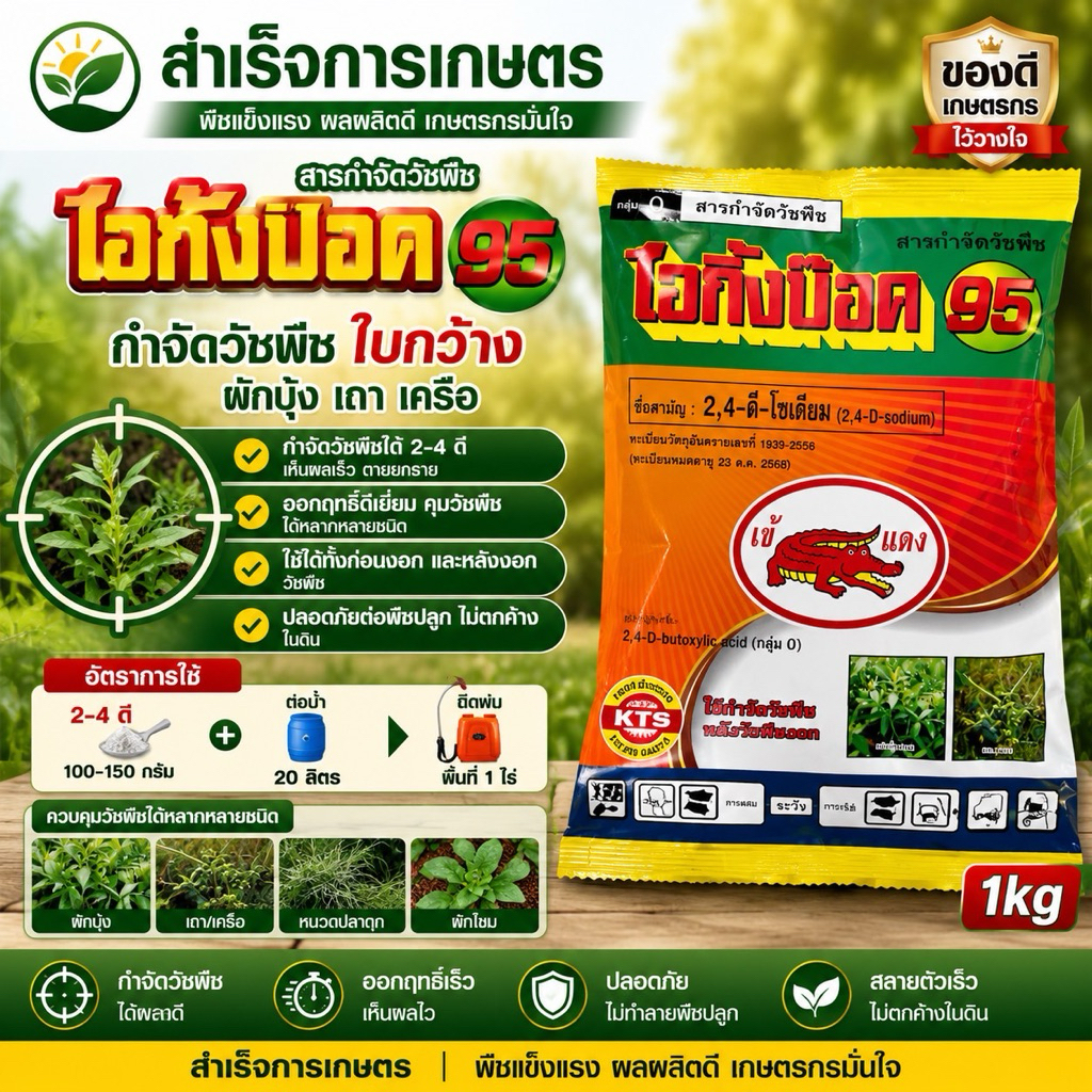 ไวกิ้งบ๊อค95 สารกำจัดวัชพืชประเภทใบกว้างขนาด 1 กิโลกรัม