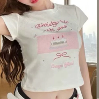 (จัดส่งตลอด 24 ชั่วโมง）Angle Official เสื้อยืด baby tee เสื้อวง เสื้อสวยๆ เสื้อน่ารัก ครอปขาว