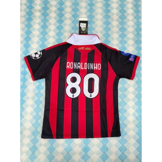 ชุดบาสเด็กทีมAC MILAN ดำแดงพร้อมกางเกง ชื่อRONANDINHO เบอร์80
