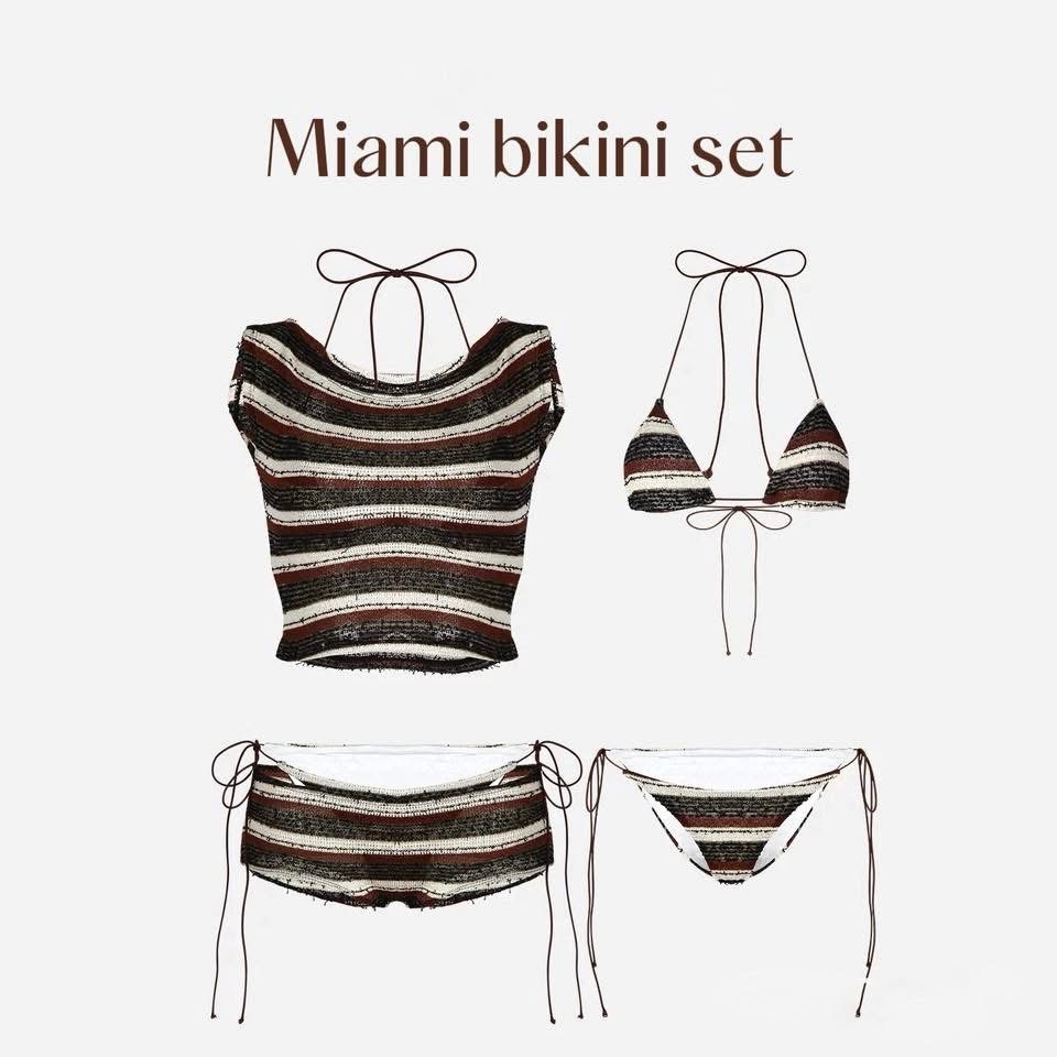 Miami bikini set 4 ชิ้น (690.-) บรา+เสื้อและกางเกง
