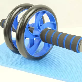ลูกกลิ้งบริหารหน้าท้อง AB Wheel 2 ล้อขนาด 16 ซม.สีฟ้า พร้อมแผ่นรองเข่า | อุปกรณ์ออกกำลังกาย สร้างกล้ามท้อง แขน ไหล่ หลัง