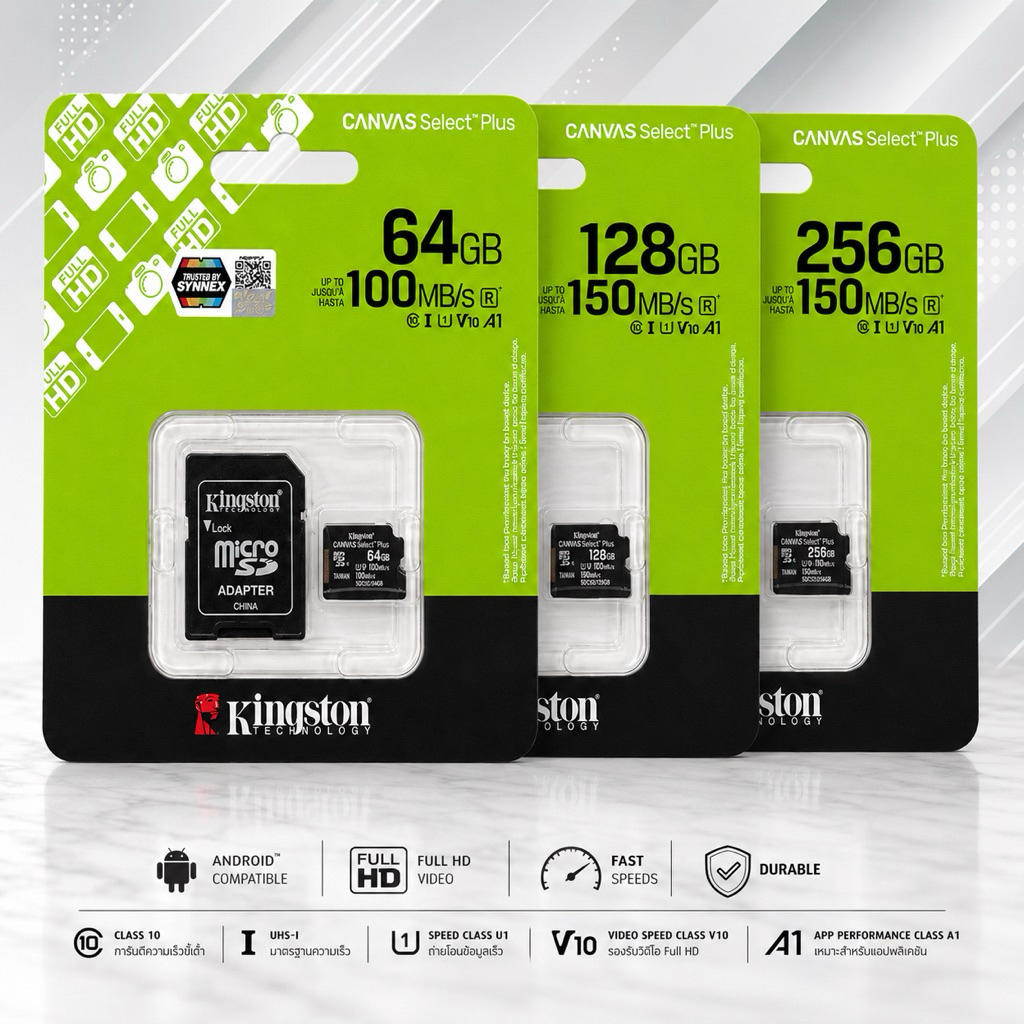 Kingston Canvas Select Plus microSD  📦 ความจุ  * 64GB * 128GB * 256GB  ⚡ ความเร็วในการอ่าน (Read Speed)