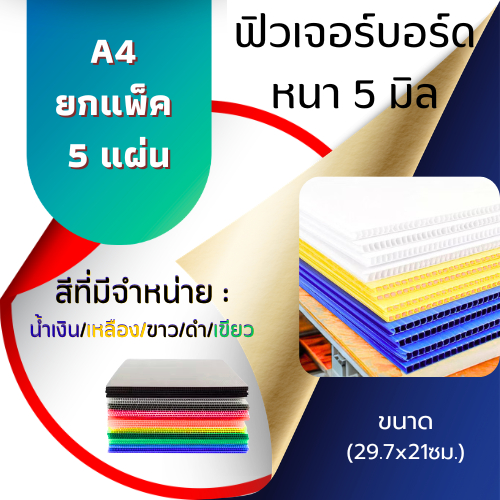 ฟิวเจอร์บอร์ด พลาสติกลูกฟูก หนา 5 มิล ขนาด A4(21x29.7ซม.)**แพ็ค 5 แผ่น**