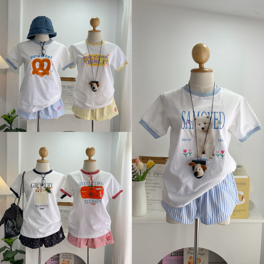 (เฉพาะเสื้อ)เสื้อยืดแขนกุ๊นสกรีนลาย เนื้อผ้าคอตตอนอก36“ ยาว24” (มีหลายลาย)
