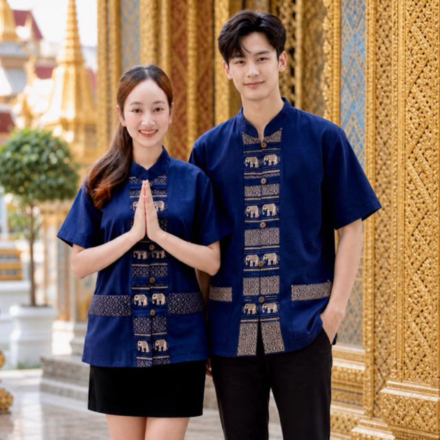 ช้างสีกรม ผ่าหน้า 5กระดุม ชาย/หญิง