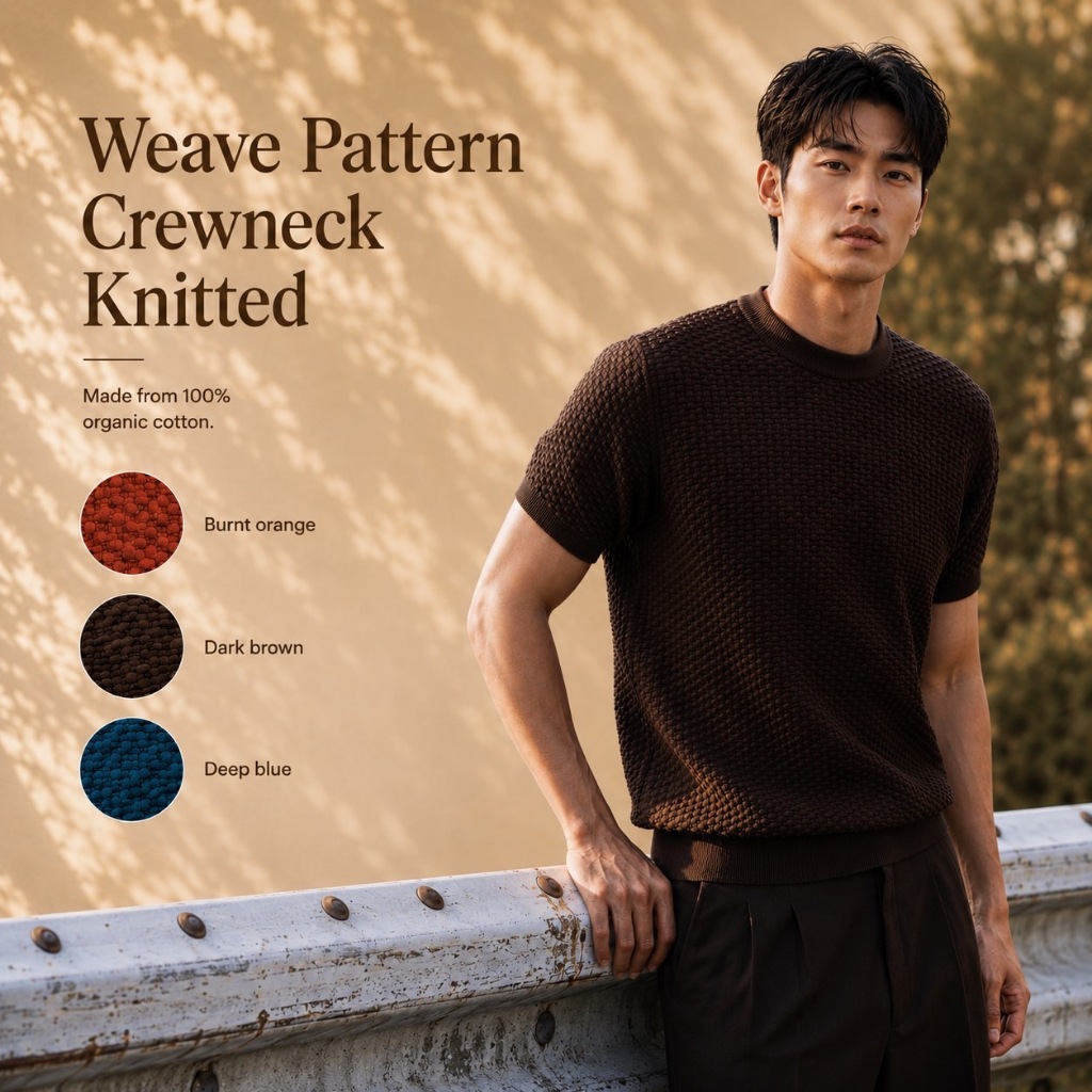 TOFFY & BROWN WEAVE PATTERN CREWNECK KNITTED เสื้อนิตถักลายสาน