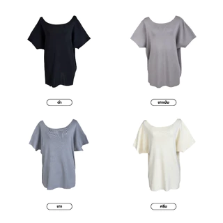 (T971)Colette Knit งานเสื้อไหมพรมสีพื้นคอกลมรุ่นใหม่ Nuchyanee