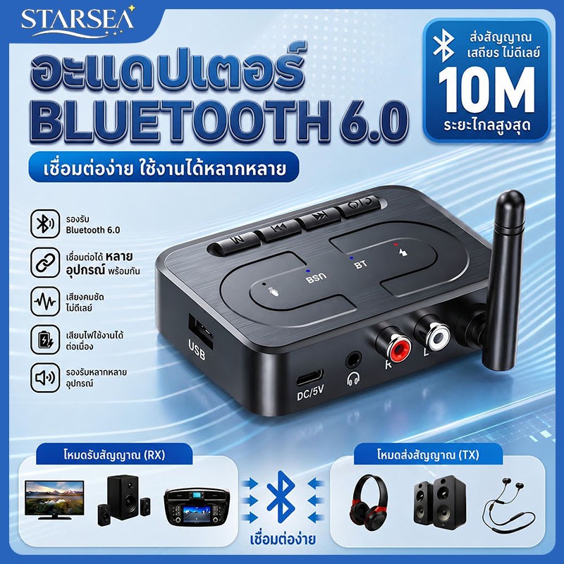 บลูทูธ6.0เครื่องรับสัญญาณเสียง3.5มม.AUXRCAพร้อมไมโครโฟนไฮไฟสเตอริโอตัวรับสัญญาณWiFiรองรับดิสก์USB สำหรับลำโพงรถยนต์แอมป์