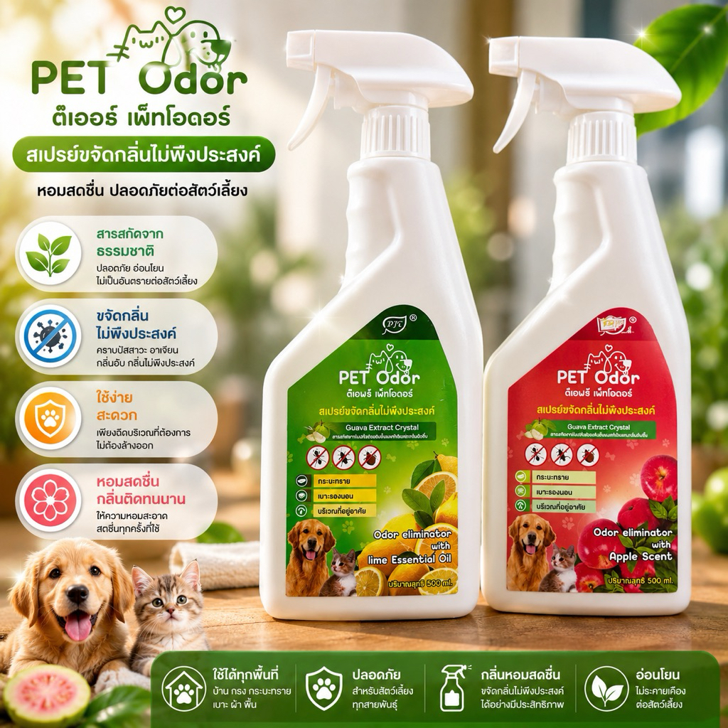 DFC pet odorสเปรย์กำจัดกลิ่นฉี่แมว สุนัข กำจัดกลิ่นกะบะทราย บริเวณบ้าน 500 มล.