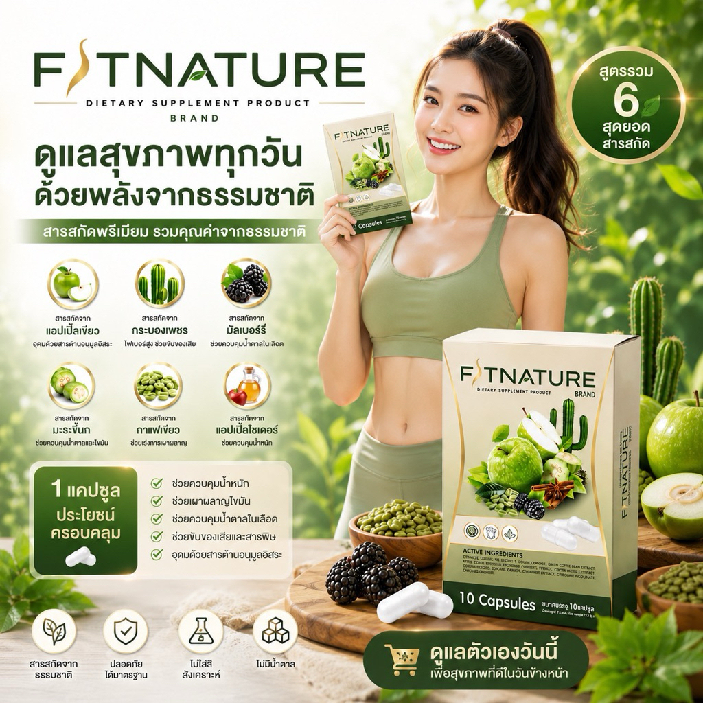 FITNATURE อาหารเสริมควบคุมน้ำหนักจากสารสกัดธรรมชาติพรีเมียมปลอดภัย