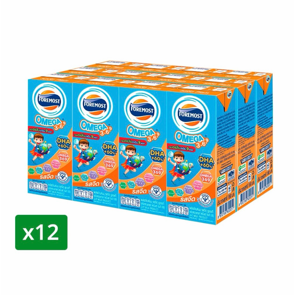 โฟร์โมสต์ โอเมก้า 369 รสจืด 180มล ( กล่องส้ม 12กล่อง/โหล) Foremost Omega 369
