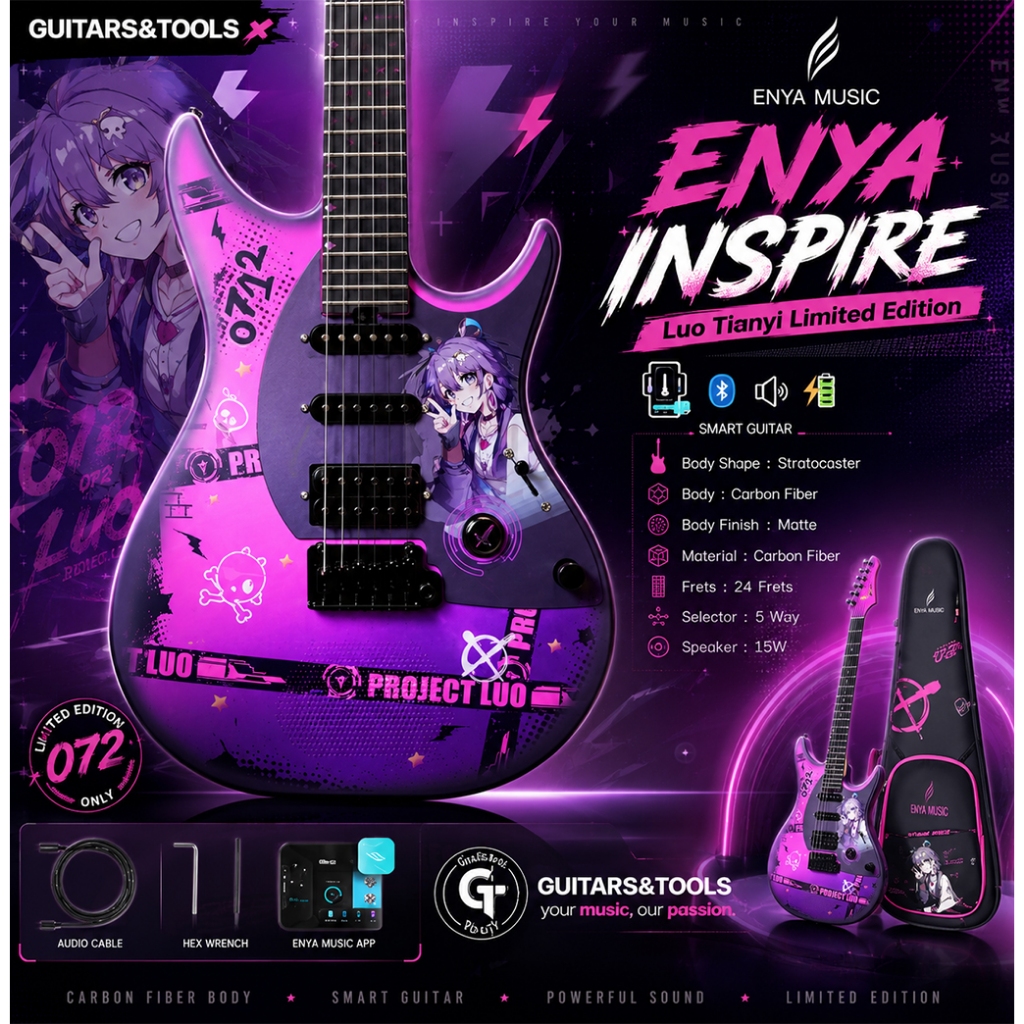 Enya Inspire X Luo Tianyi | กีตาร์ไฟฟ้า 24 เฟรต คาร์บอนไฟเบอร์ มีลำโพงและเอฟเฟคในตัว 🎉มีเก็บปลายทาง