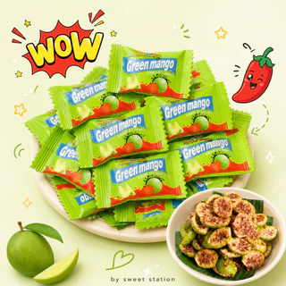 ลูกอมมะม่วงพริกเกลือ Green Mango Candy หอมหวาน อร่อยลงตัวสุดๆ แพ็กสุดคุ้ม50-100เม็ด กินแก้ง่วง เพลินๆ ลูกอมแ