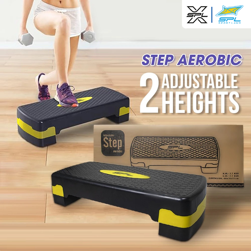 SPORTLAND แท่นสเต็ปเปอร์ สำหรับออกกำลัง คาดิโอ โยคะ แอโรบิค ปรับได้ 2 ระดับAdjustable Step Aerobic YL/BK 2 layers (1290)
