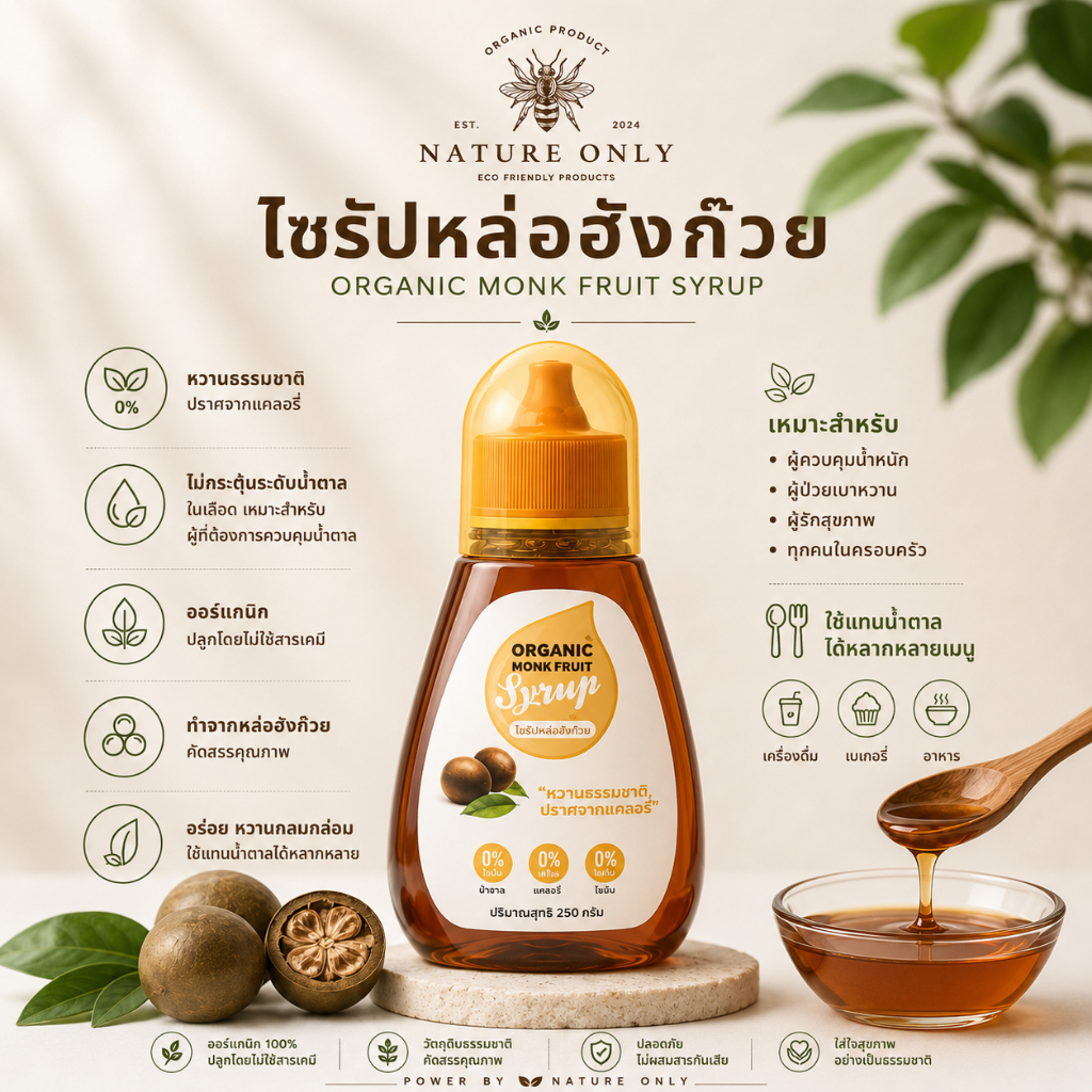 ไซรัปหล่อฮังก๊วย 100%  ไซรัปคีโตไม่ติดขม เบาหวานกินได้ *ไม่ผสมน้ำตาล ไม่ผสมสารให้ความหวานใดๆ* มี อย. พร้อมส่ง