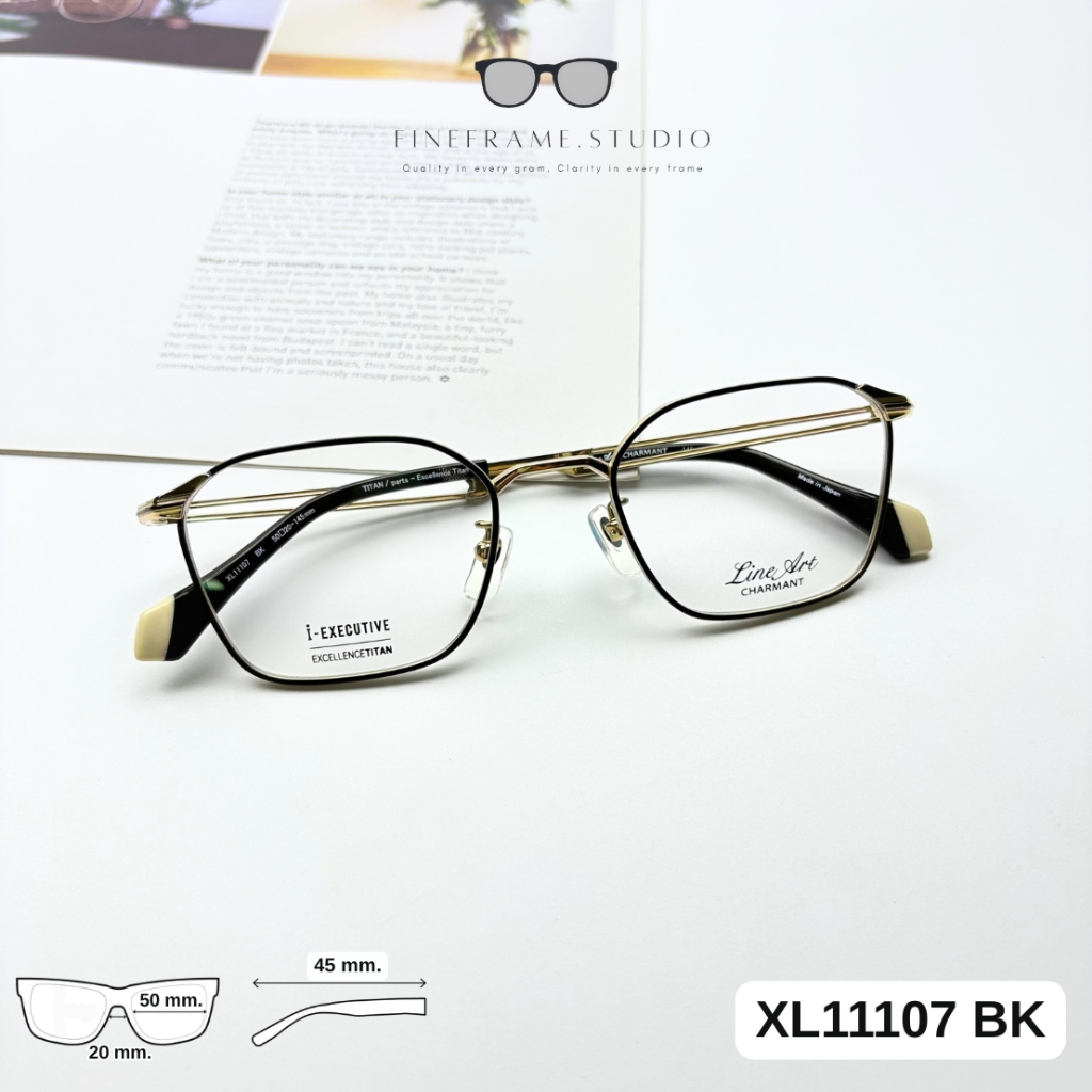 กรอบแว่นสายตา Charmant Line Art Titanium XL11107 BK
