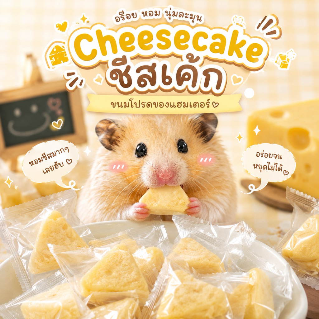 ชีสเค้ก 🧀 อร่อย หอม เหมาะสำหรับ แฮมเตอร์,กระต่าย,ชูก้าร์ และสัตว์ฟันแทะสัต์ขนาดเล็ก