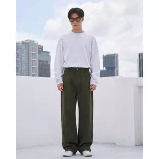 HIMSELF Wide Jeans กางเกงยีนส์ทรงกระบอกใหญ่ Baggy มี 3 สี (ขาว / เขียว / เทา)