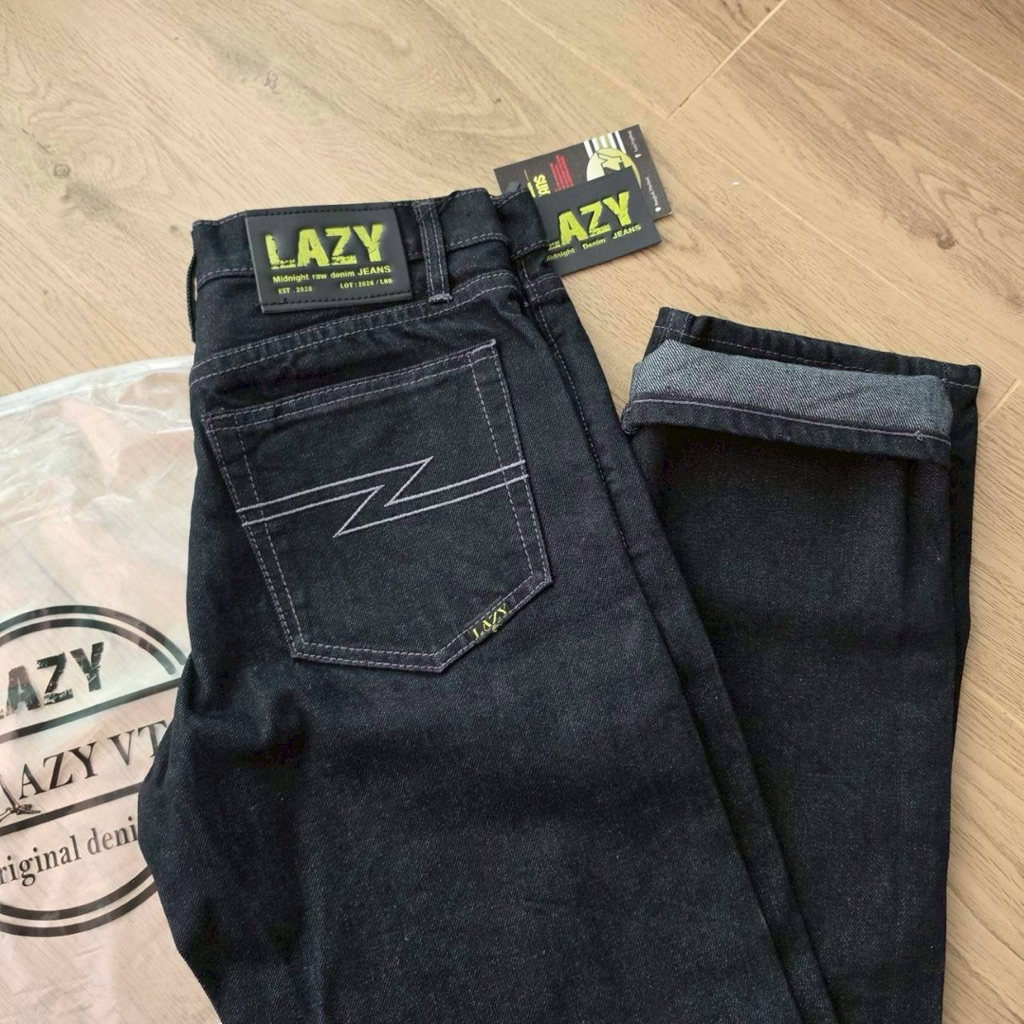 กางเกง LAZY มิดไนท์ 16Oz กระบอกเล็ก แถมป้ายห้อย+ตะขอ
