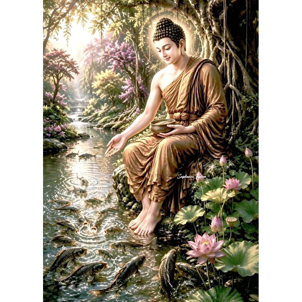 โปสเตอร์ พระพุทธเจ้า ขนาด A3 ความหนา 200 แกรม ภาพมงคล เสริมฮวงจุ้ย ตบแต่งบ้าน (29.7*42 cm)