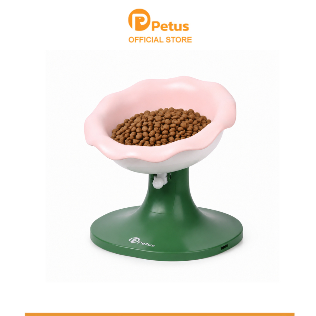 Petus ชามอาหารแมวปรับระดับ ชามอาหารสุนัข ชามยกสูง ชามอาหารสัตว์เลี้ยง ปรับสูงต่ำได้ 4 ระดับ 400ml