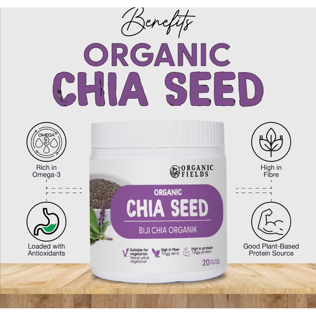 ORGANIC FIELDS Organic Chia Seed 300gm | Superfood | Omega-3 | Fibre | Highest Purity