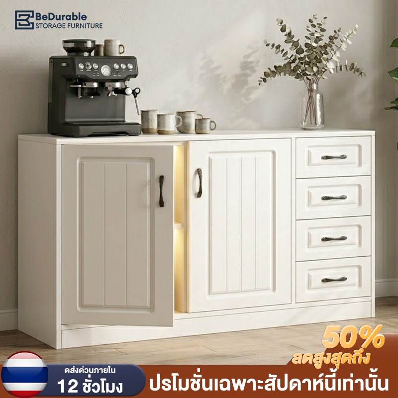 BD [พร้อมส่ง] ตู้เก็บของ สไตล์มินิมอล จุของได้เยอะ ประหยัดพื้นที่ + เก็บของเก่ง วางไมโครเวฟได้