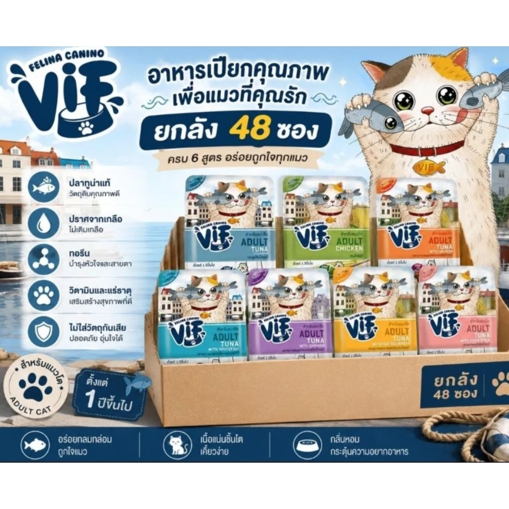 [ยกลัง] VIF Felina Canino อาหารเปียกแมว1ปีขึ้นไป 75g ยกลัง 48ซอง