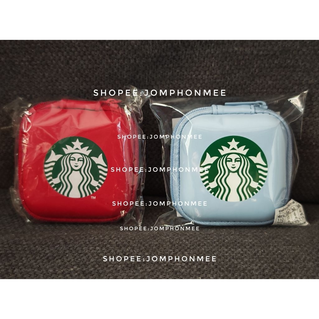 2021​-2022 Starbucks​ Thailand​ Red and Blue earphone case​ กล่องเคสใส่หูฟัง (สีแดง ไม่มีขนม)​