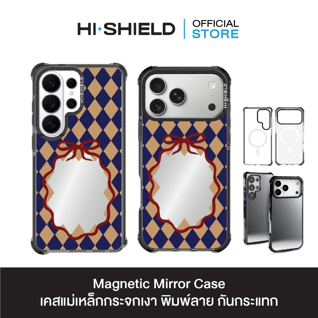 HI-SHIELD Magnetic Mirror Case รุ่น Frame S218 - เคสแม่เหล็กกระจกเงากันกระแทก [iPhone15/16/17/18/S25/S26Ultra]