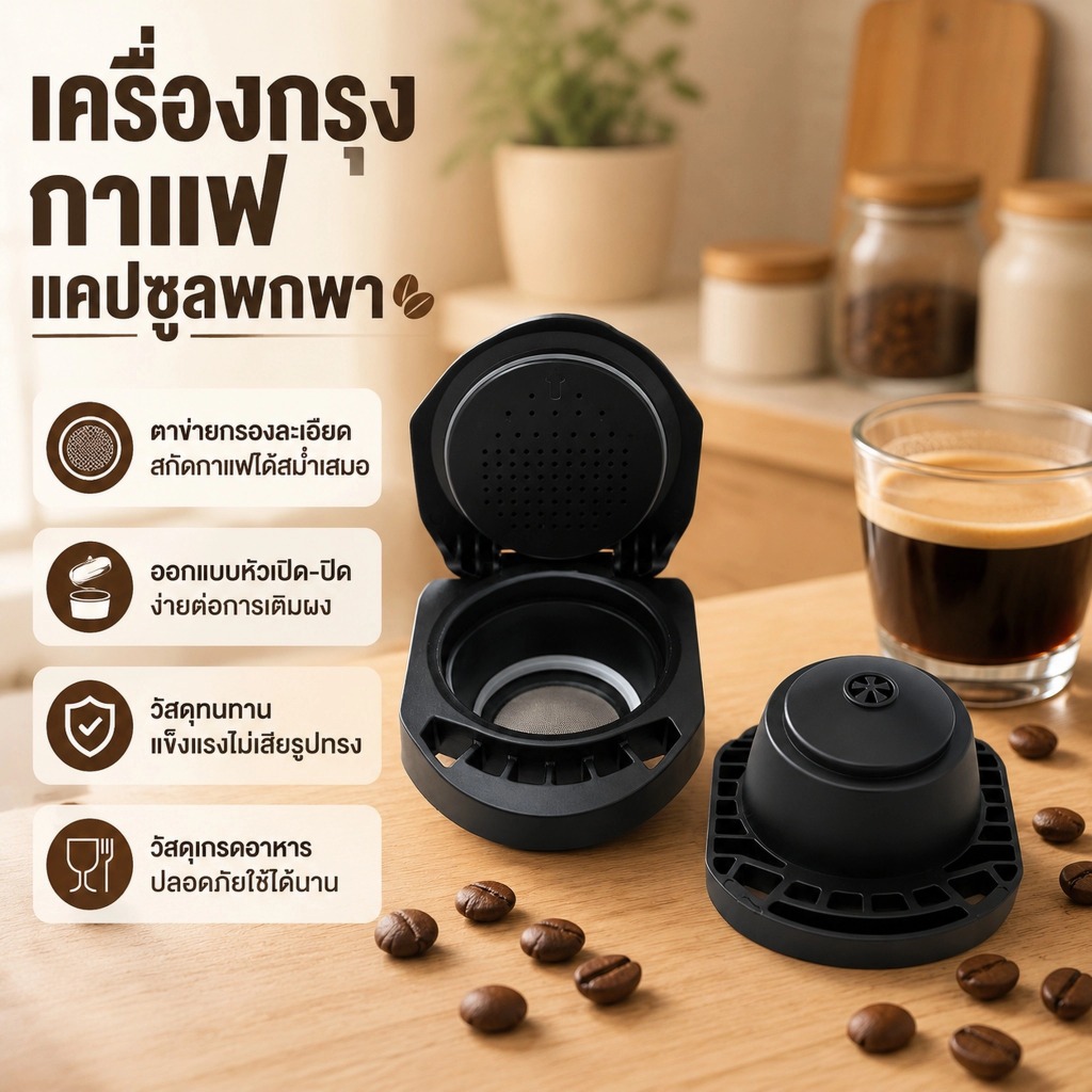 LEMO-T แคปซูลกาแฟรีฟิล ใช้ซ้ำได้ สำหรับ Dolce Gusto อะแดปเตอร์แคปซูลกาแฟ เติมกาแฟเอง ประหยัด อุปกรณ์ชงกาแฟ