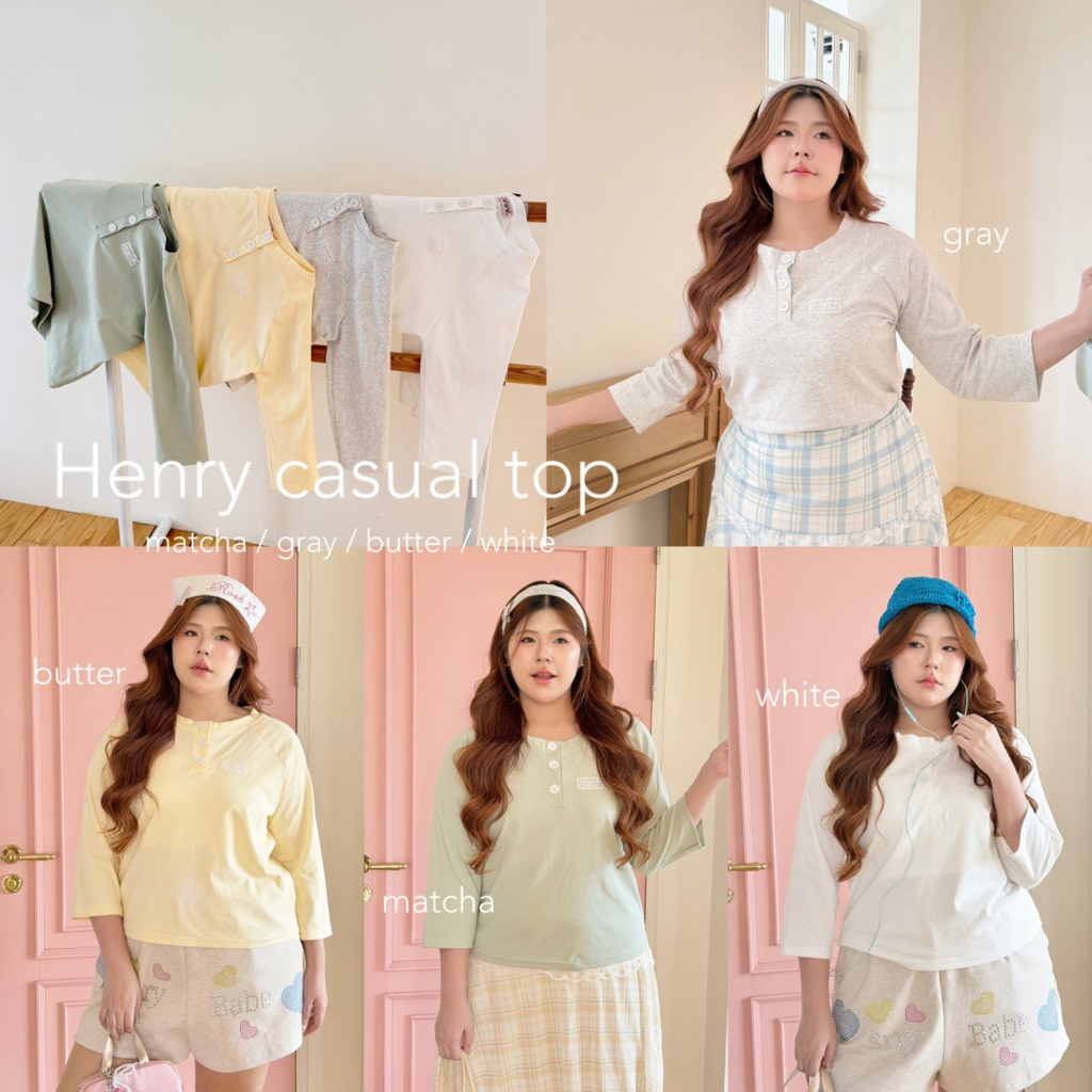 [พร้อมส่ง เสาร์ที่18ก.ค]Chubbygirlbkk - Henry casual top เสื้อแขนยาว5ส่วน ใส่ง่าย ใส่สบาย everydaylook