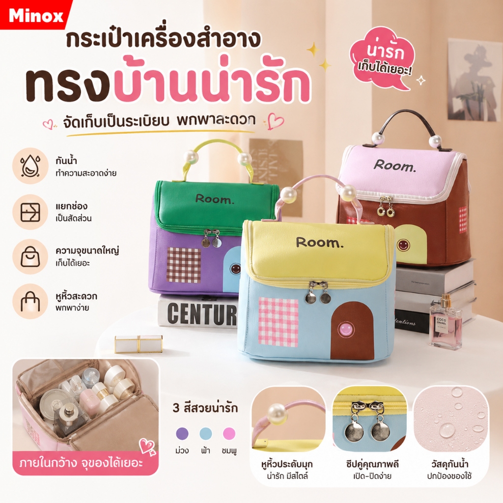 กระเป๋าถือ กระเป๋าเครื่องสําอาง กระเป๋าจัดระเบียบ มีซิป ขนาดใหญ่ จุของได้เยอะ แบบพกพา สําหรับผู้หญิง