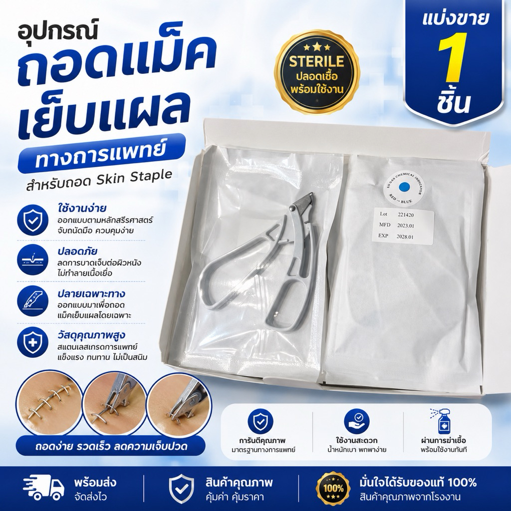 อุปกรณ์ถอดแม็กเย็บแผล Skin Stapler Remover  1ชิ้น