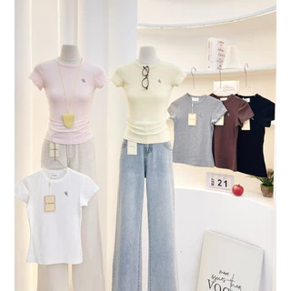 G-rose เสื้อยืดสีพื้น แต่งอะไหล่เงิน