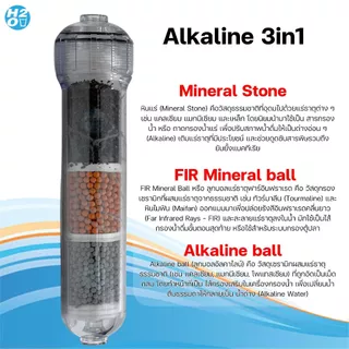 Aquatek Alkaline ไส้กรอง อัลคาไลน์ น้ำแร่ 3 ขั้นตอน 3in1 Inline Mineral 2.5x12 นิ้ว น้ำด่าง