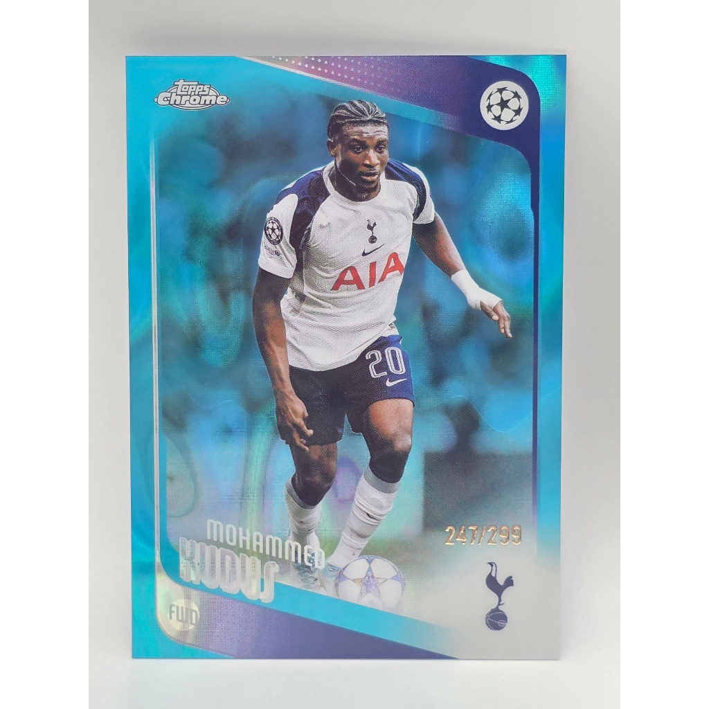 Mohammed Kudus Run247/299 การ์ดฟุตบอล (topps Chrome) ของแท้100% ภาพถ่ายจากสินค้าจริง