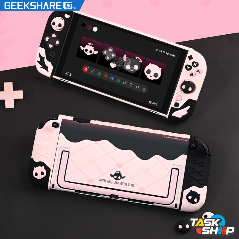 ส่งทันที⚡️GeekShare Protective Case Switch 2 เคสกันรอยลาย Sweetheart Skull+Thumb Grip Caps สุดน่ารัก