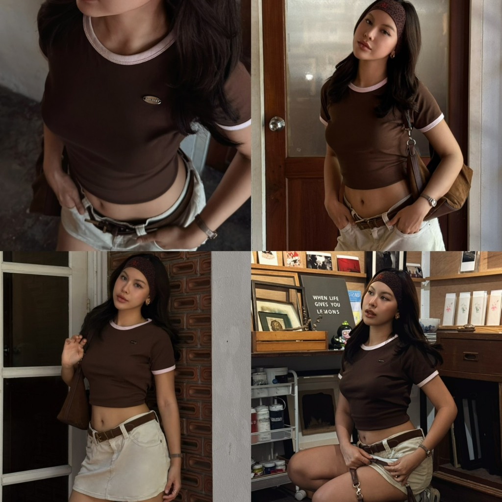 BABEJUB.X l Wendy Top เสื้อยืดทูโทนติดอะไหล่โลโก้ ผ้านุ่มมากกกก ใส่สบายสุดๆ มี 2 ไซส์
