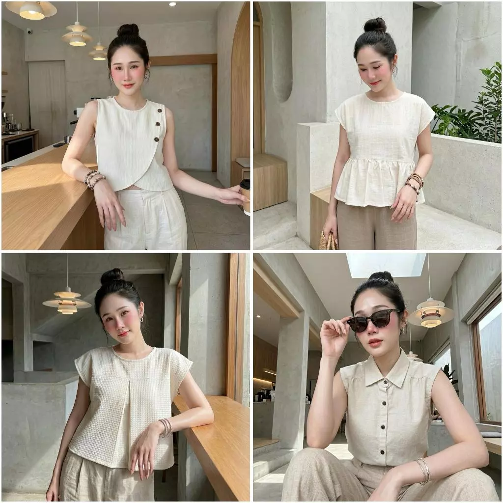 เสื้อผ้าฝ้ายผู้หญิง สไตล์มินิมอล ผ้าสีธรรมชาติ ผ้าสวยใส่สบาย