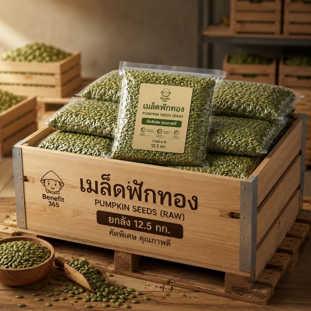ขายส่ง!!!เมล็ดฟักทองอบแห้ง(ดิบ) ยกถุงสูญญากาศ 12.5 กก.