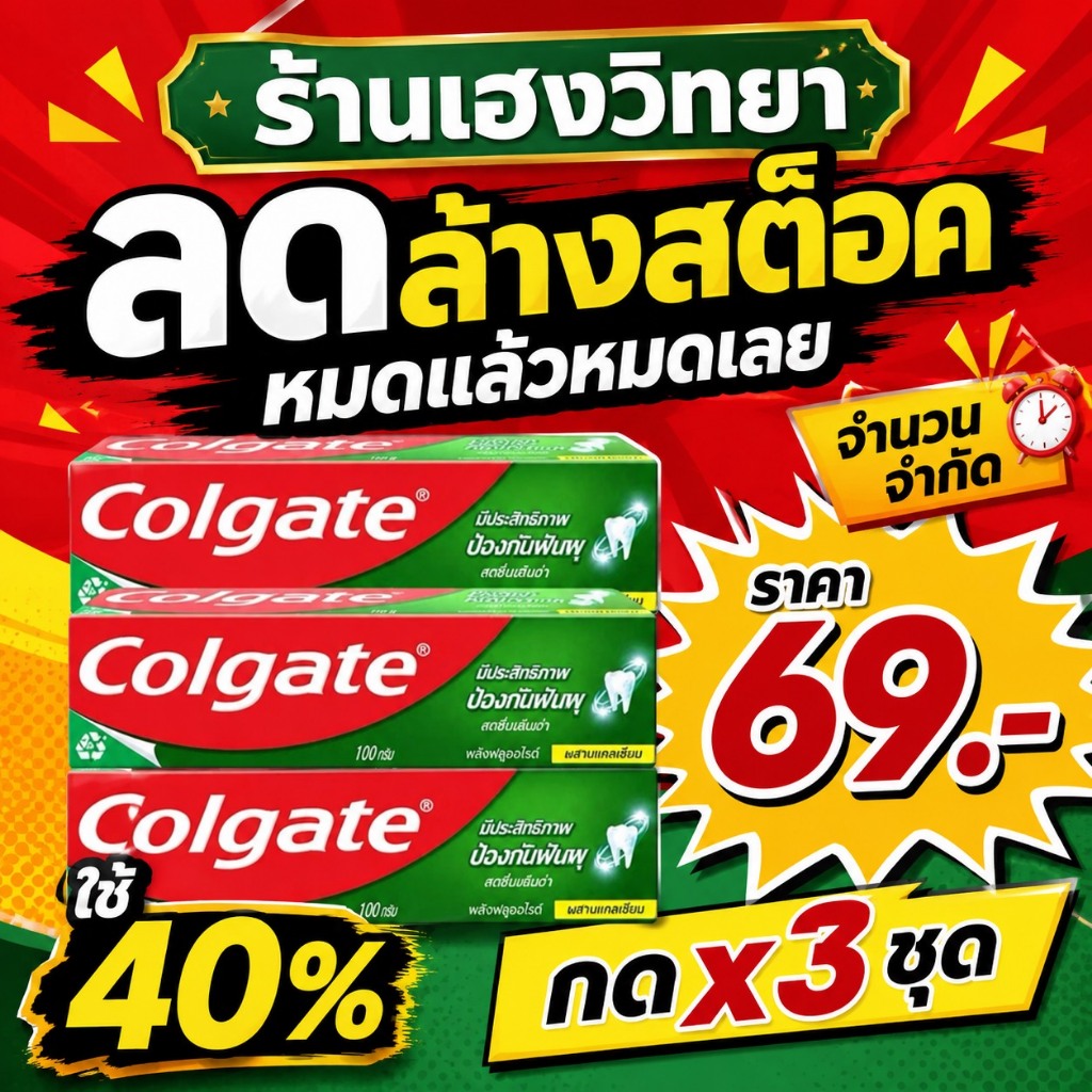 🔥📌ลดล้างสต็อคหมดอายุ 25/07/27🔥📌คอลเกต มีประสิทธิภาพป้องกันฟันผุ สดชื่นเย็นซ่า ขนาด 100 กรัม แพ็ค 3 หลอด
