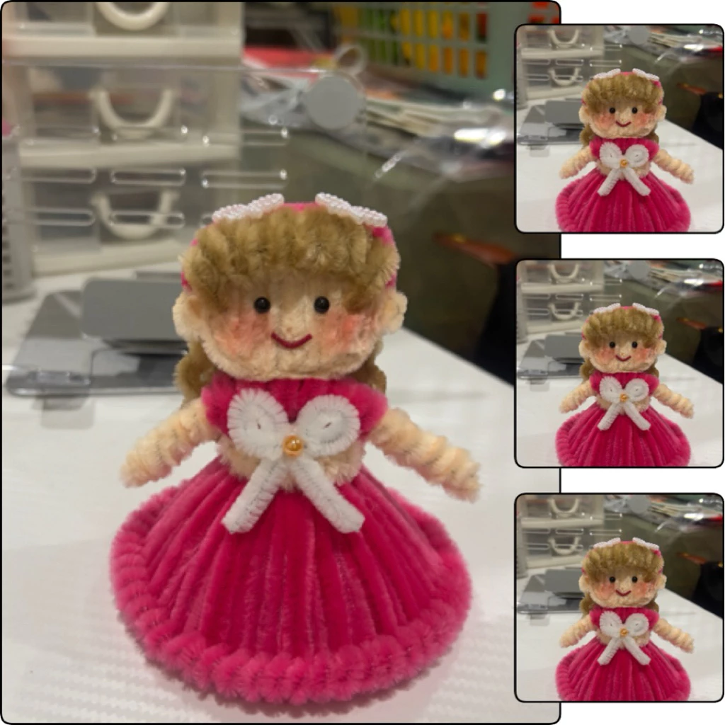 ตุ๊กตาตกแต่งช่อดอกไม้ตุ๊กตาแม่ กระถางดอกไม้ ทำจากลวดกำมะหยี่ thumbnail 5
