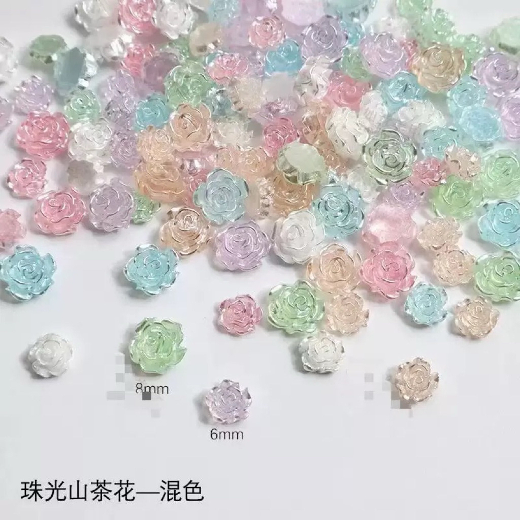 เรซิ่นดอกไม้ดอกกุหลาบสำหรับแต่งเล็บ 50 ชิ้นต่อแพ็ค