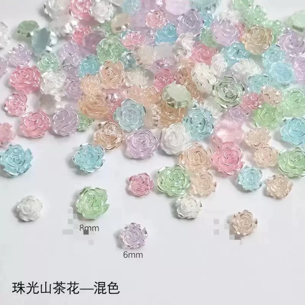 เรซิ่นดอกไม้ดอกกุหลาบสำหรับแต่งเล็บ 50 ชิ้นต่อแพ็ค