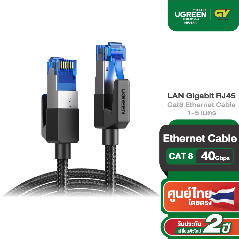 UGREEN รุ่น NW153 สายแลน Cat8 LAN RJ45 Ethernet Cable 2000MHz Bandwidth 40Gbps High Speed Network Cable routers, ADSL